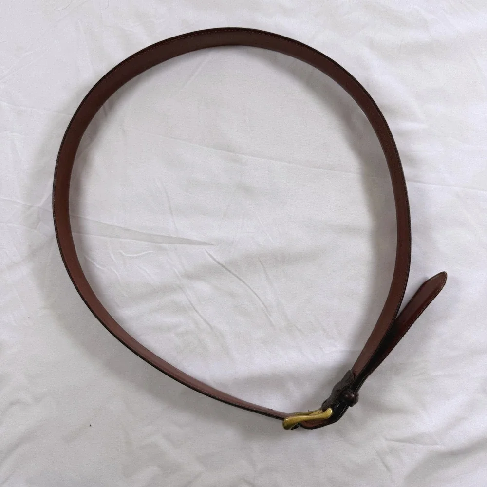 Coach Vintage Mens Brown Burnished Cowhide Leather Belt Solid Brass 9559 Size 38
